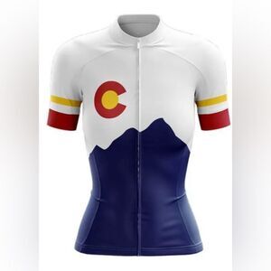 Bicycle Booth Colorado Club Cycling Jersey Blue Large NWT IN PACKAGE